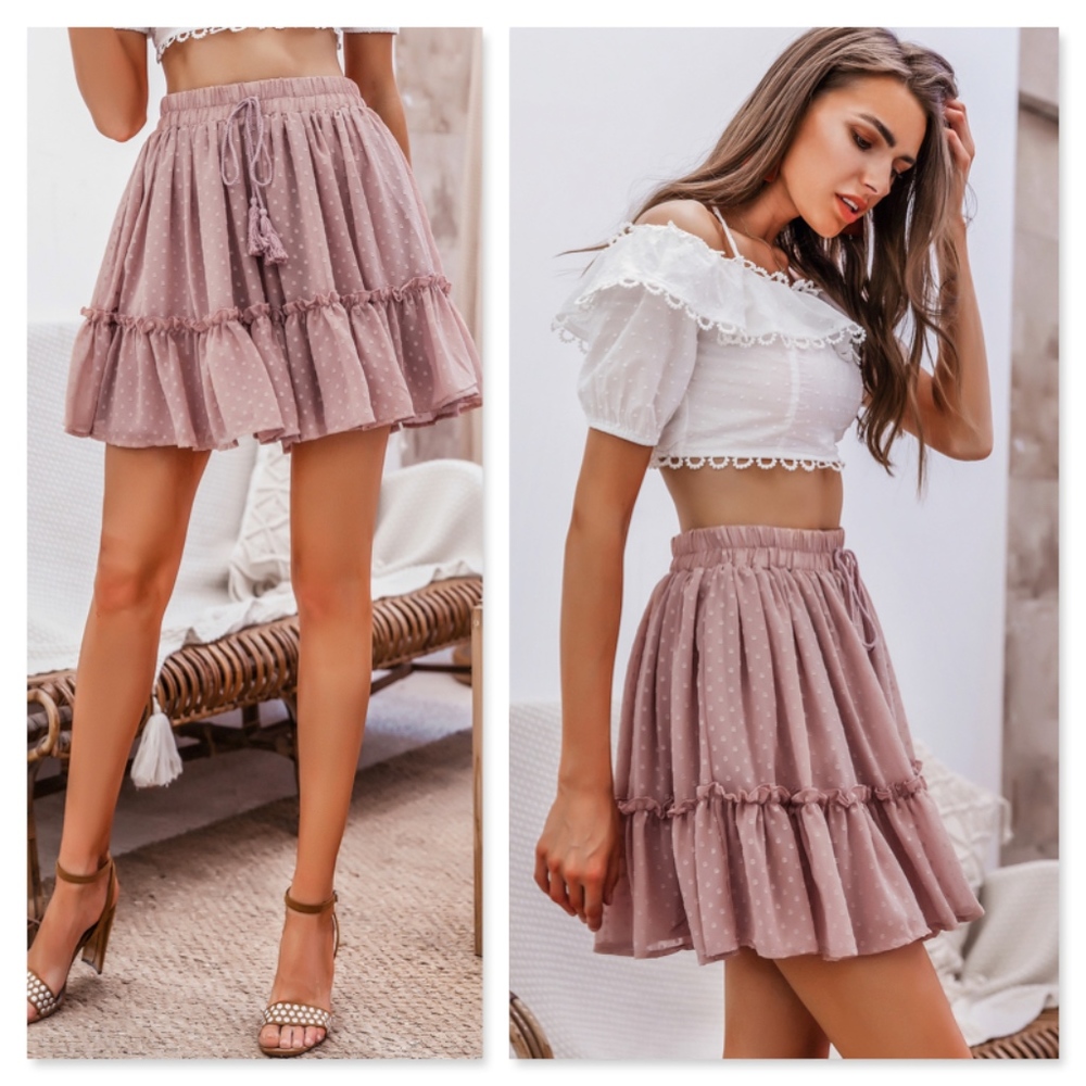 Swiss Polka Dot Pink Mini Skirt - Picture 3 of 13